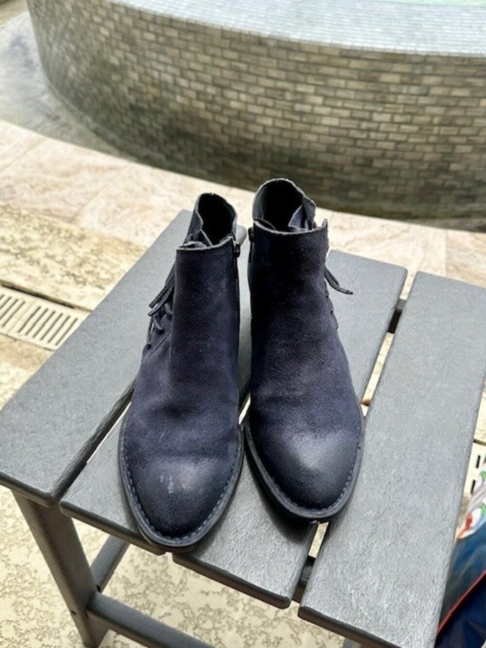 Born Blue Suede Ankle Booties | Size 7.5 | Distressed Finish | Leather